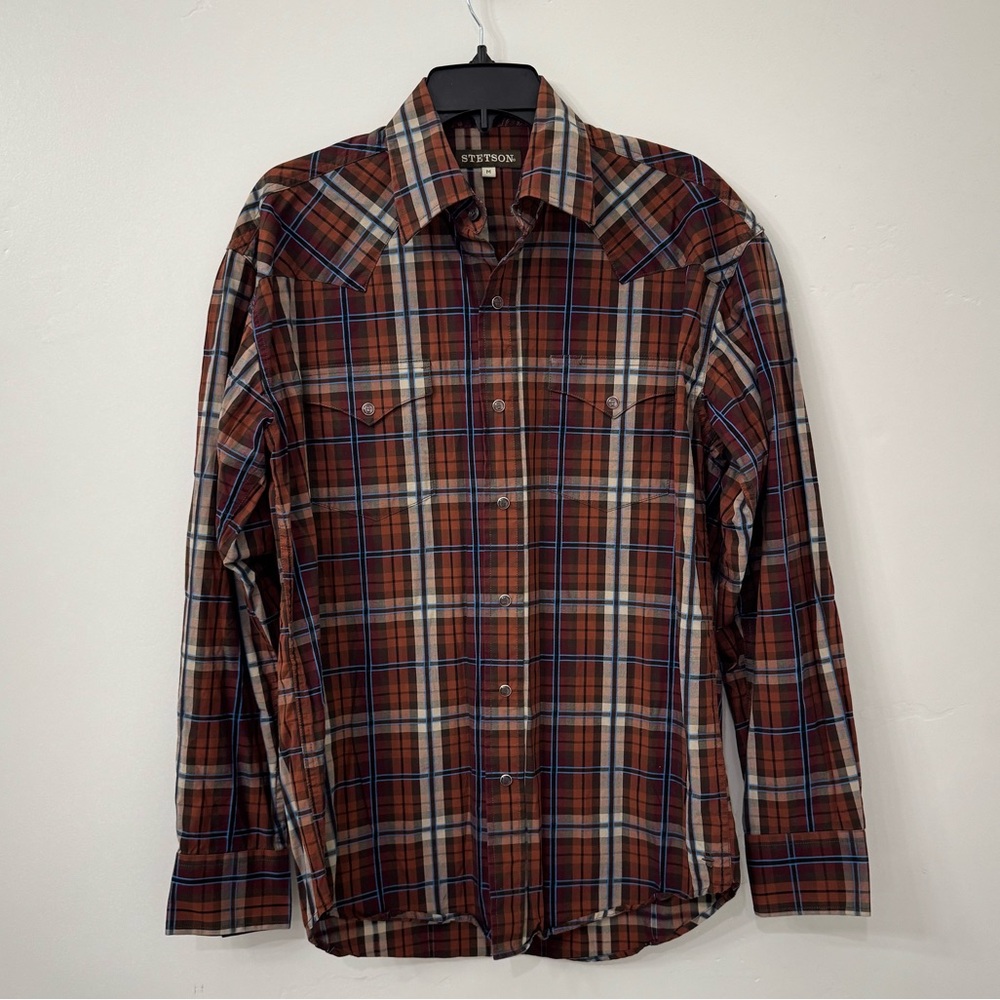 Stetson Plaid Western Shirt Size Medium